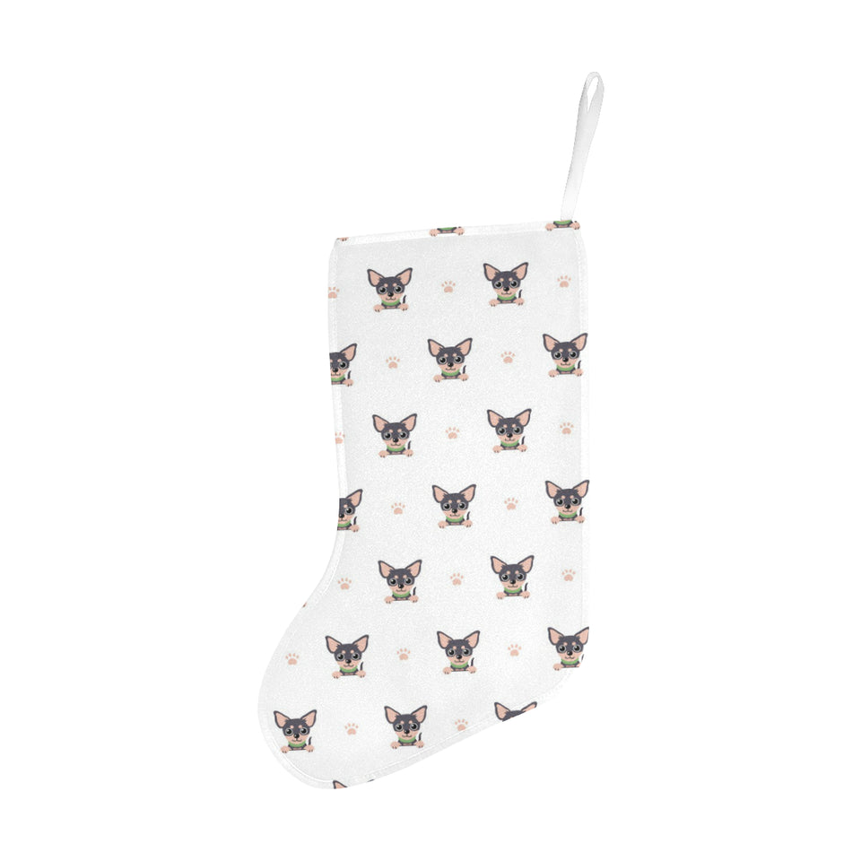 Cute Chihuahua Paw Pattern Christmas Stocking