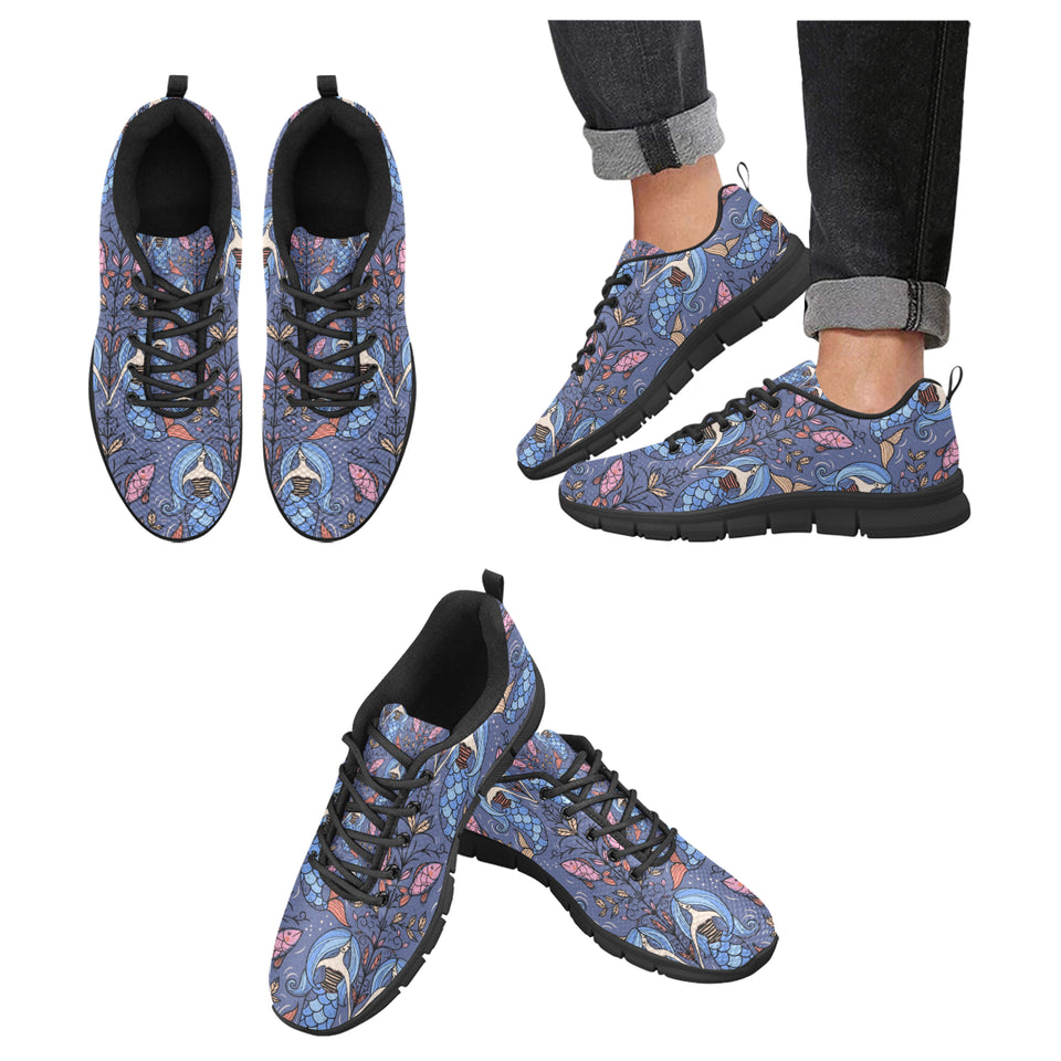 Mermaid Pattern Men's Sneakers Black