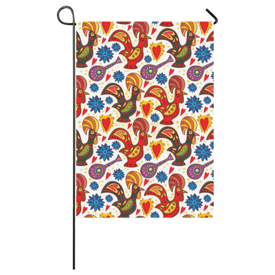 Colorful Rooster Chicken Guitar Pattern House Flag Garden Flag