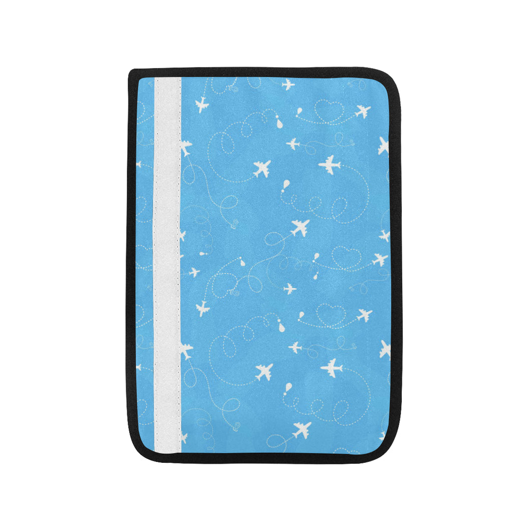 Airplane Pattern Blue Background Car Seat Belt Cover