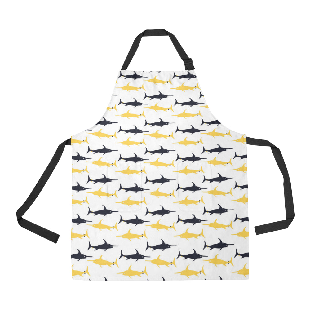 Swordfish Pattern Print Design 05 Adjustable Apron