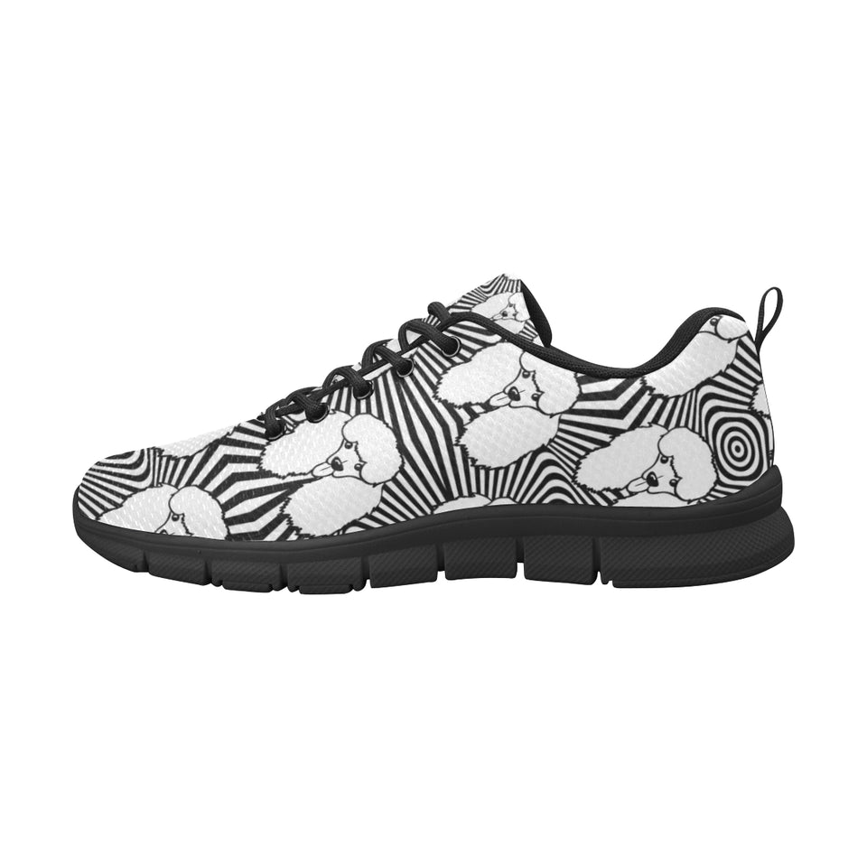 Black and White Poodle Pattern Men's Sneakers Black