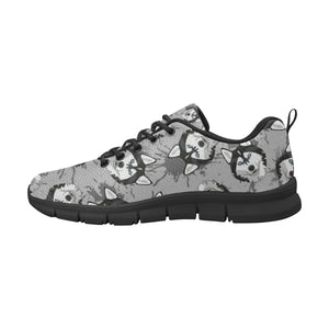 Siberian Husky Pattern Theme Men's Sneakers Black