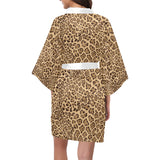 Leopard Skin Texture Pattern Women's Short Kimono Robe