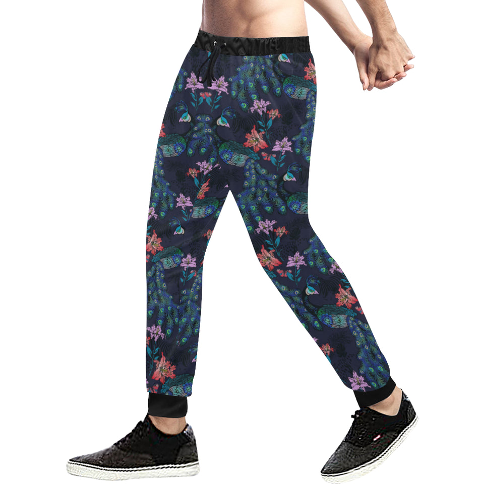 Peacock Feather Pattern Unisex Casual Sweatpants