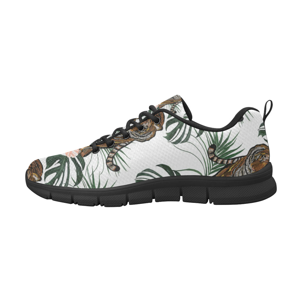 Bengal Tiger Hibicus Pattern Men's Sneakers Black