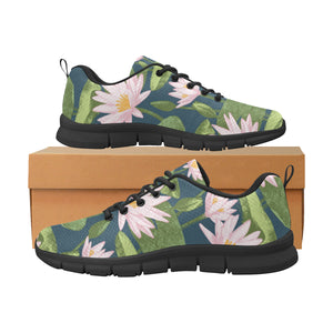 Lotus Waterlily Pattern background Men's Sneakers Black