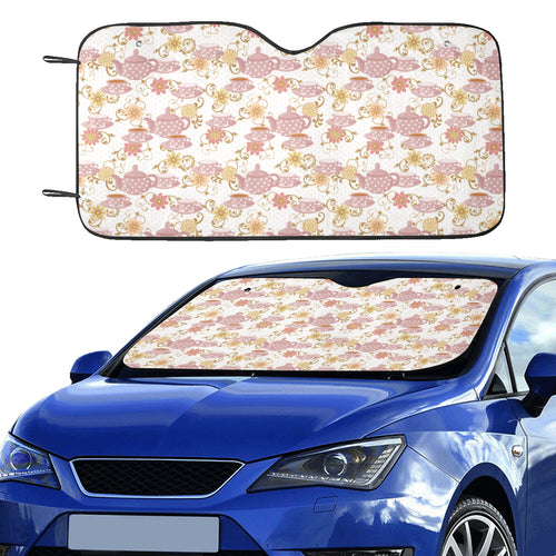 Tea pots Pattern Print Design 01 Car Sun Shade