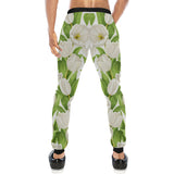 White Tulip Pattern Unisex Casual Sweatpants