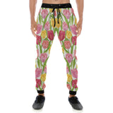 Pink Red Yellow Tulip Pattern Unisex Casual Sweatpants