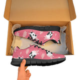 Cow Pattern Pink Background Men's Sneakers Black