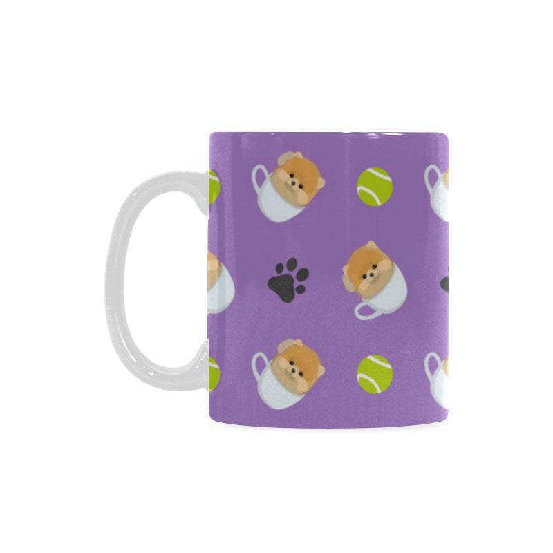 Pomeranian in Cup Pattern Classical White Mug (FulFilled In US)