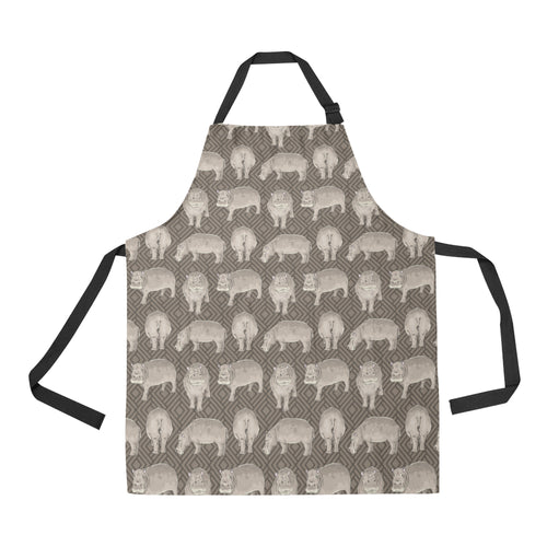 Hippopotamus Pattern Print Design 04 Adjustable Apron