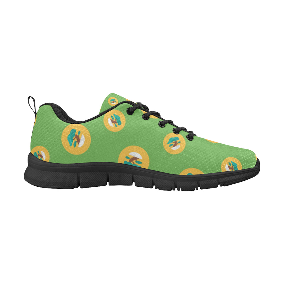 Bonsai Pattern Green Background Men's Sneakers Black