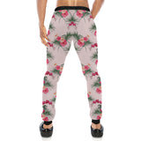 Red Pink Orchid Hibiscus Pattern Unisex Casual Sweatpants