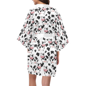 Cute Cow Pattern Women's Short Kimono Robe