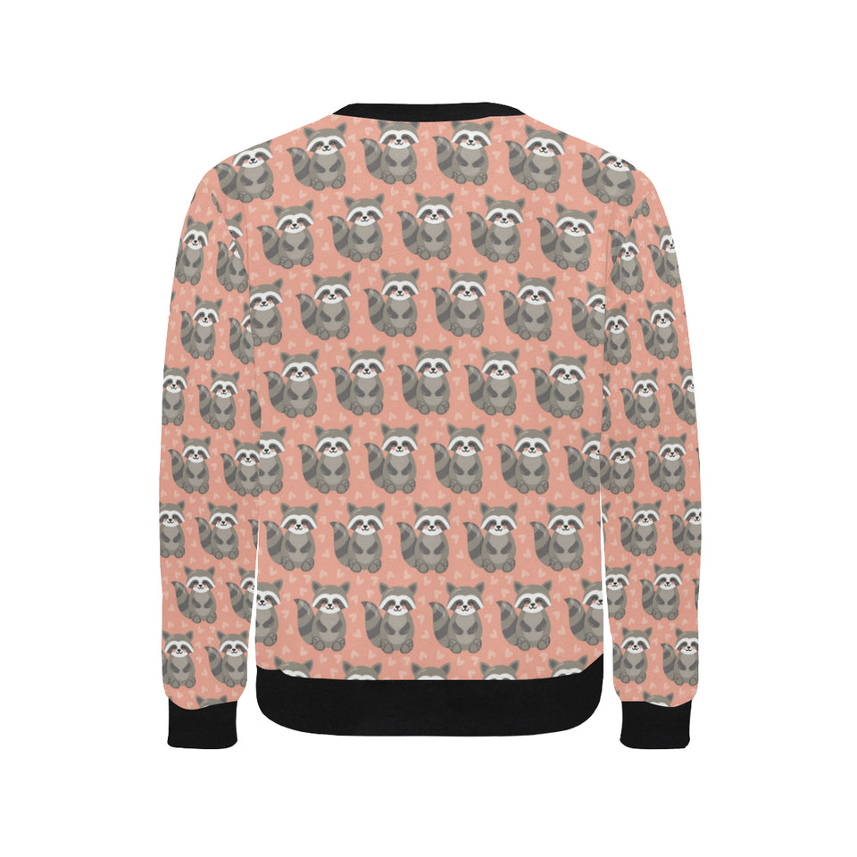 Raccoon Heart Pattern Men's Crew Neck Sweatshirt