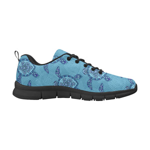 Sea Turtle Blue Tribal Pattern Men's Sneakers Black