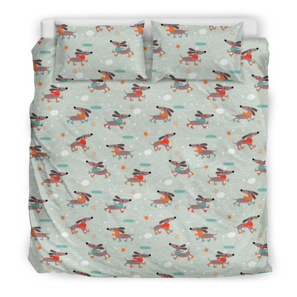 Dachshund Skating Pattern Bedding Set