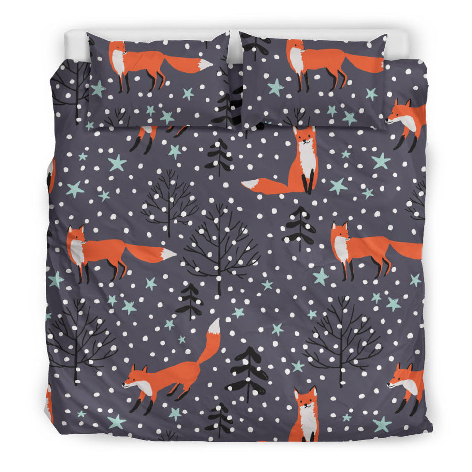 Fox Snow Winter Pattern Bedding Set