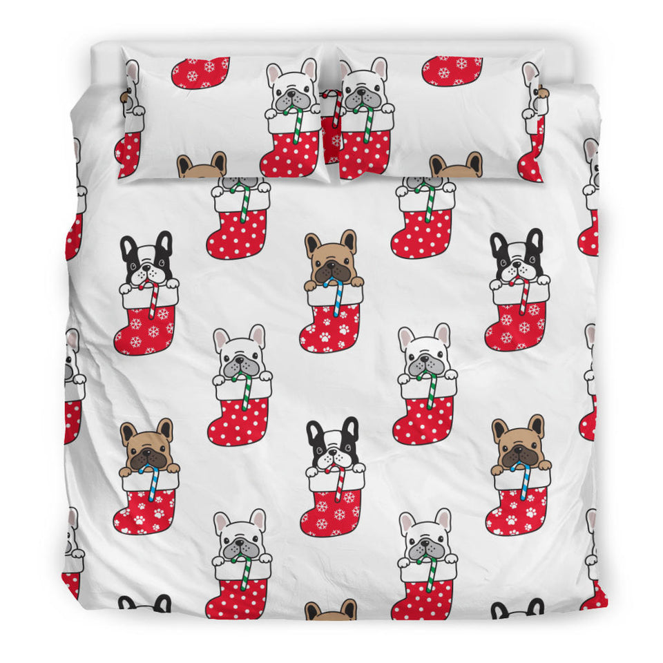 French Bulldog in Sock Pattern Bedding Set