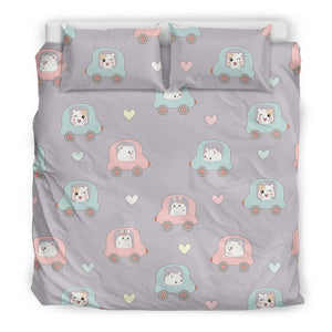 Hamster in Car Heart Pattern Bedding Set