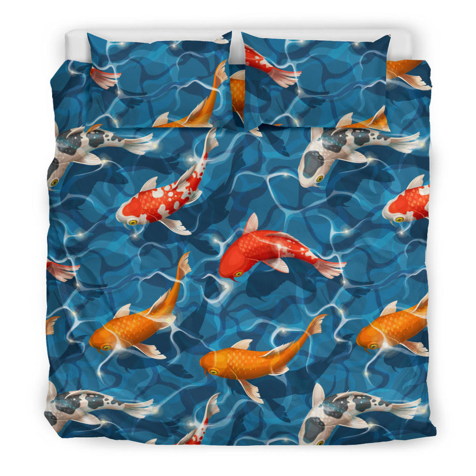 Koi Fish Carp Fish in Water Pattern Bedding Set