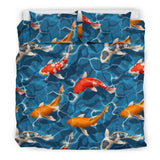 Koi Fish Carp Fish in Water Pattern Bedding Set