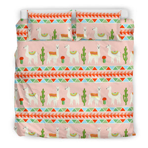 Llama Cactus Pattern background Bedding Set