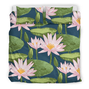 Lotus Waterlily Pattern background Bedding Set