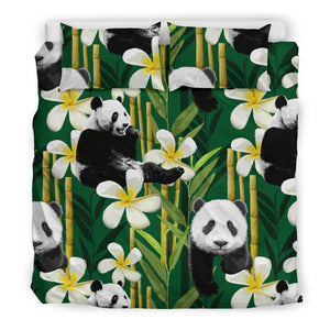 Panda Bamboo Flower Pattern  Bedding Set