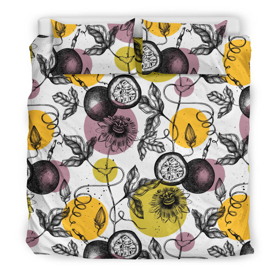 Passion Fruit Pattern Background Bedding Set