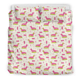 Pink Dachshund Pattern Bedding Set