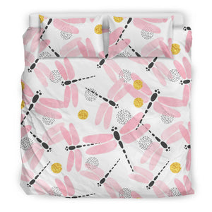 Pink Dragonfly Pattern Bedding Set