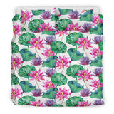 Pink Lotus Waterlily Pattern Bedding Set