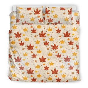 Red and Orange Maple Leaves Pattern Bedding Set