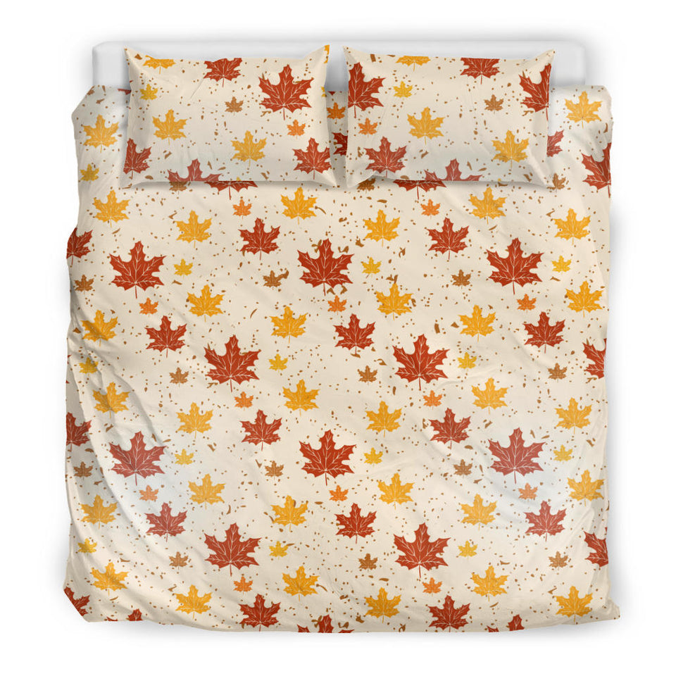 Red and Orange Maple Leaves Pattern Bedding Set