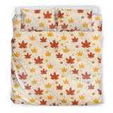 Red and Orange Maple Leaves Pattern Bedding Set