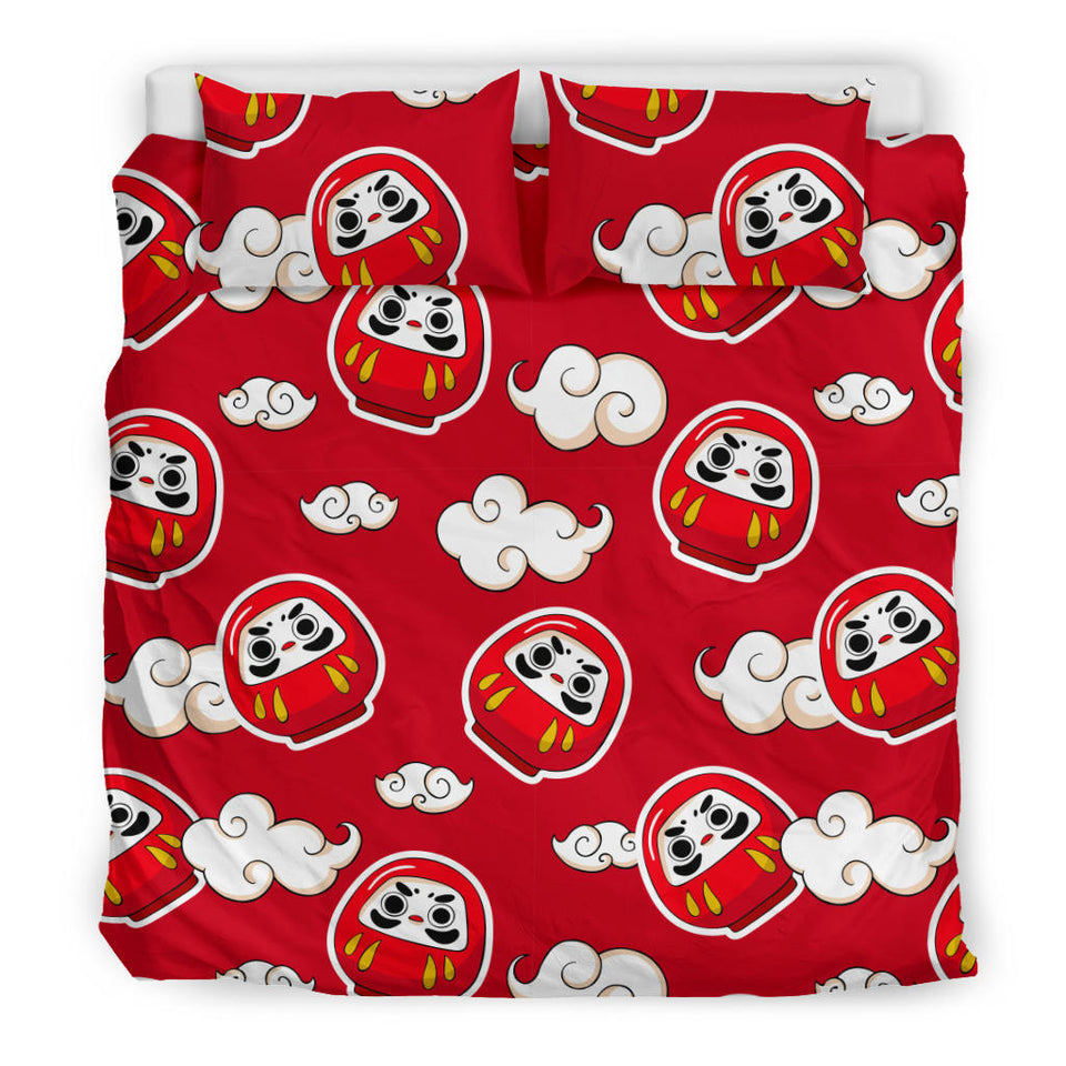 Red Daruma Cloud Pattern Bedding Set