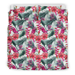 Pink Parrot Heliconia Pattern Bedding Set