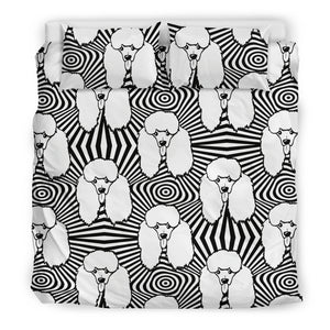 Black and White Poodle Pattern Bedding Set