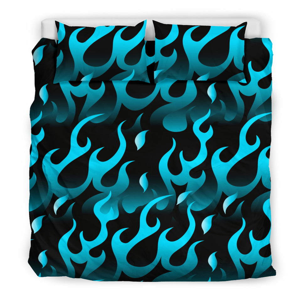 Blue Flame Fire Pattern Background Bedding Set