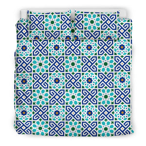 Blue Theme Arabic Morocco Pattern Bedding Set