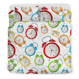 Colorful Clock Pattern Bedding Set