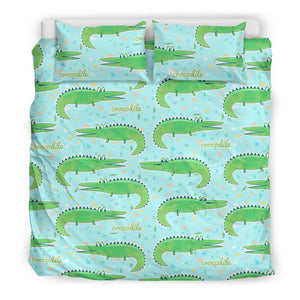 Crocodile Pattern Blue background Bedding Set