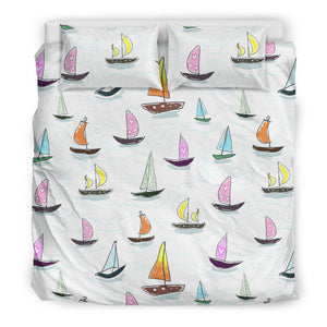 Cute Sailboat Pattern Bedding Set