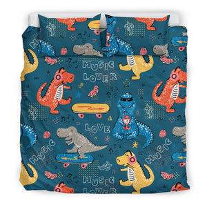 Dinosaur Music Skating Pattern Bedding Set