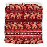 Elephant Red Pattern Ethnic Motifs Bedding Set