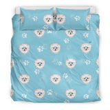 Pomeranian Pattern Blue Background Bedding Set