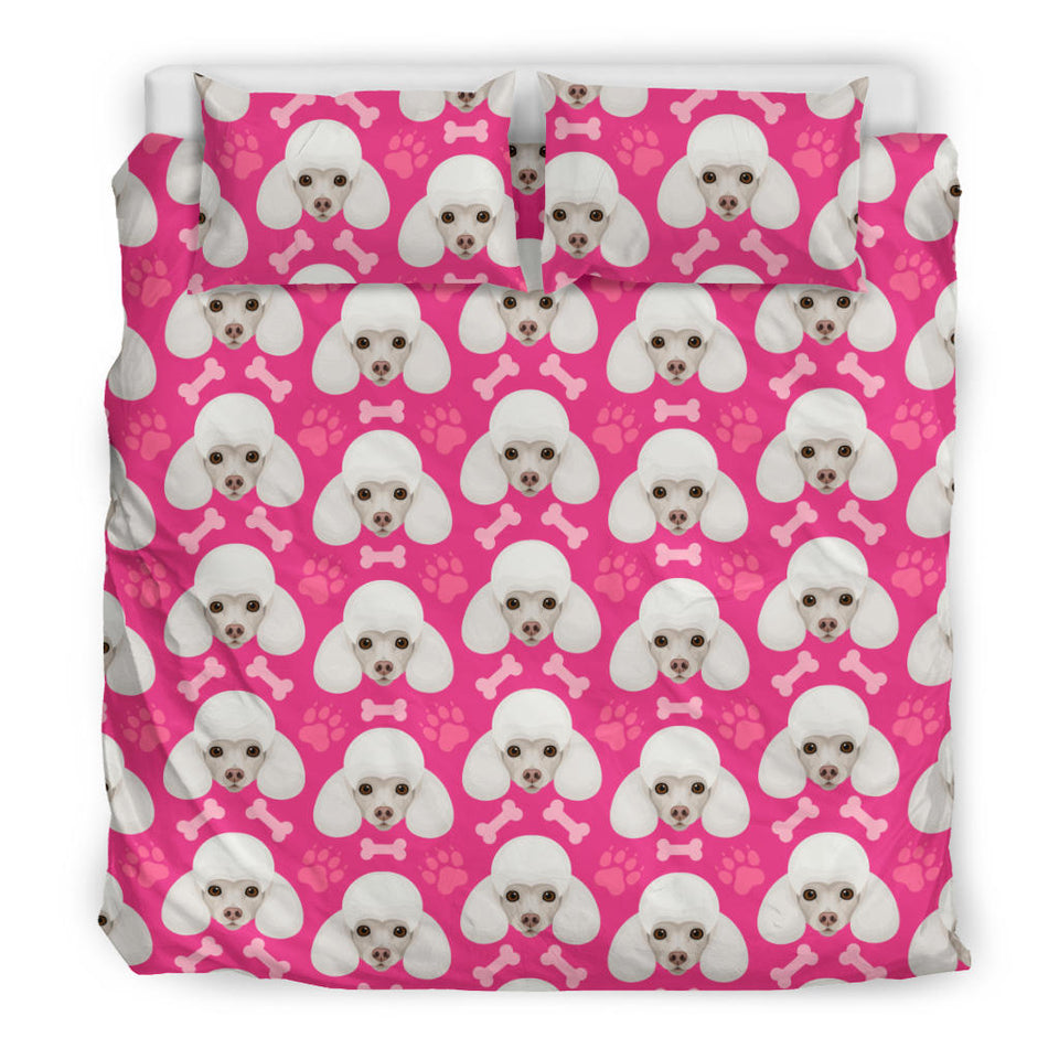 Poodle Pattern Pink background Bedding Set